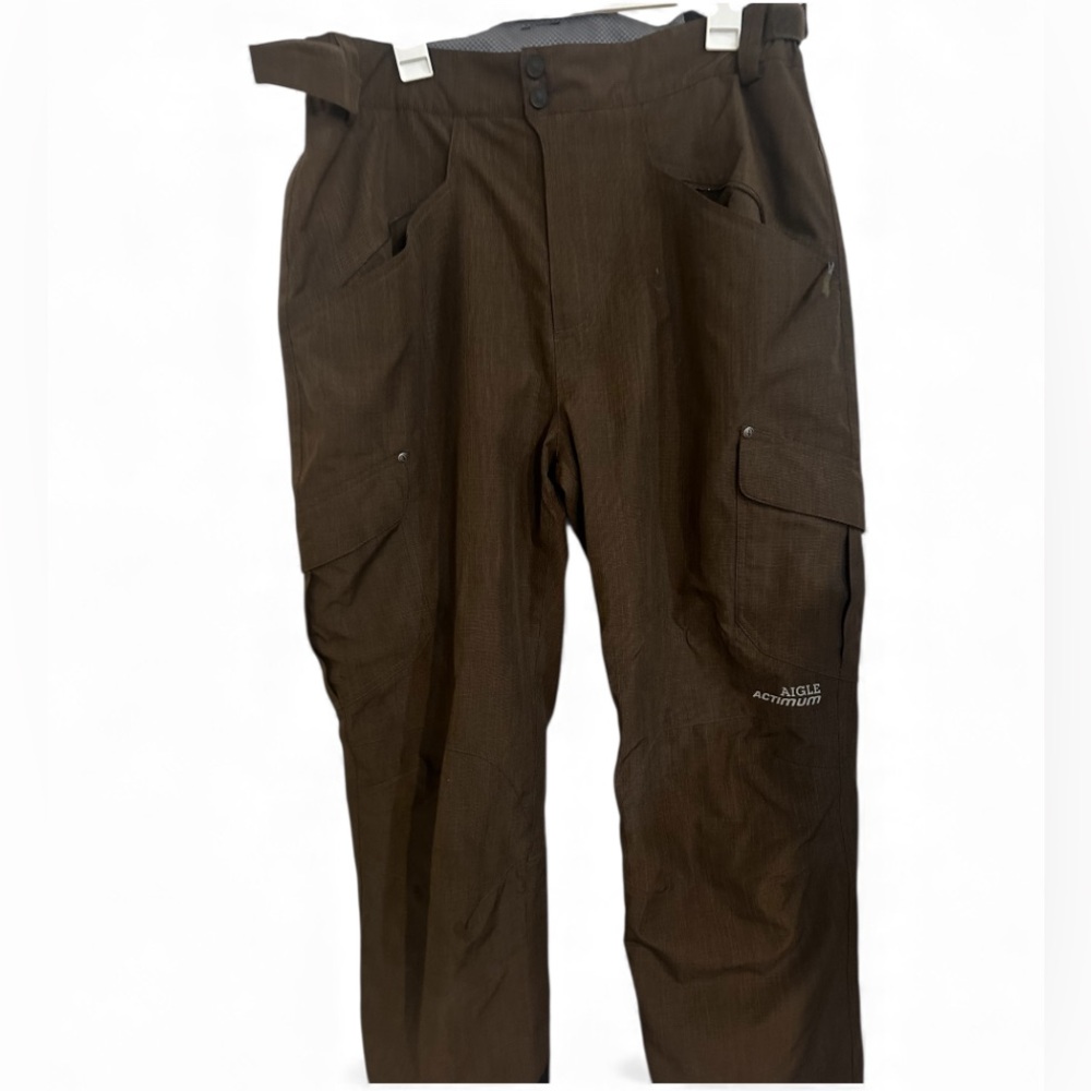 Aigle Actimum Unisex Hiking/Snow Pants L Brown Adjust Waist Zip Outdoor Active